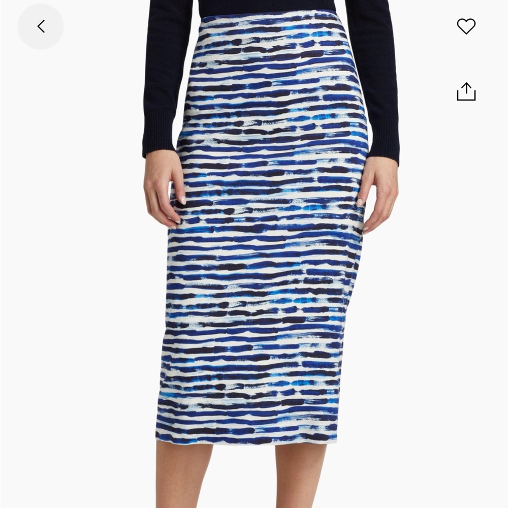 A.L.C. Blue and White Striped Midi Skirt